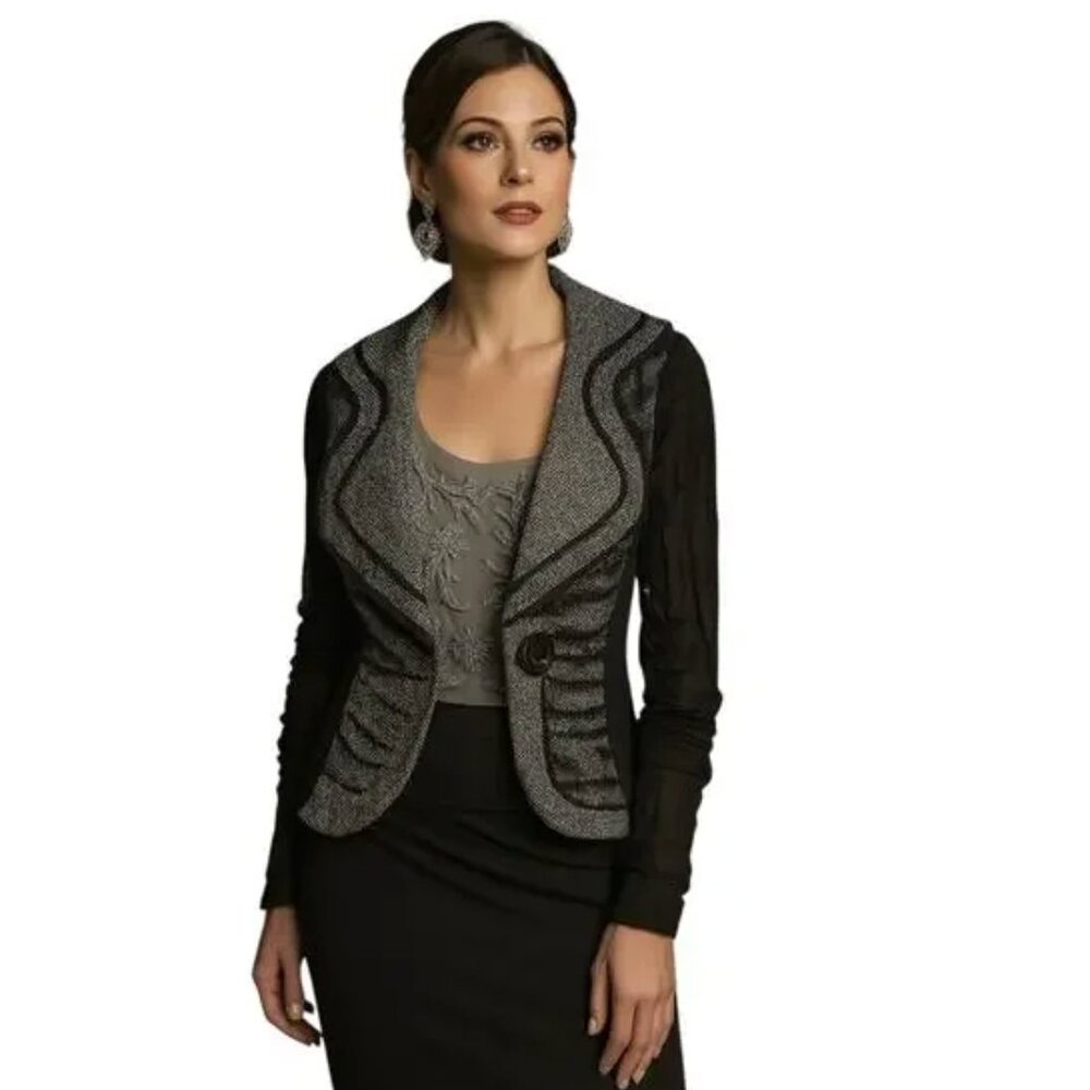 Alberto Makali Black and Gray Textured Blazer Size Large